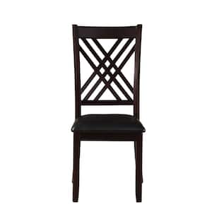 Katrien Black PU and Espresso Side Chair (Set of 2)