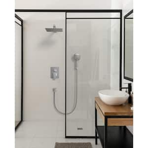 2-Spray Square High Pressure Wall Bar Shower Kit with 3 Modes Hand Shower in Brushed Nickel (Valve Included)