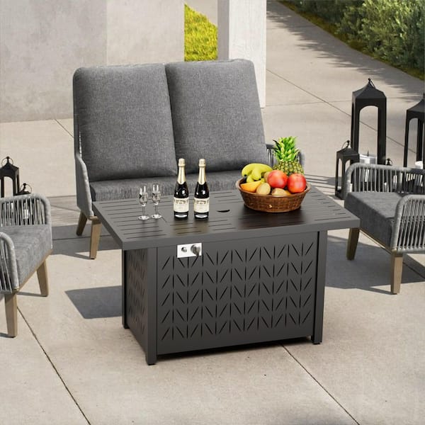 43 in. 50000BTU Propane Fire Pit Table Modern Outdoor Gas Fire Table with Fire Rocks