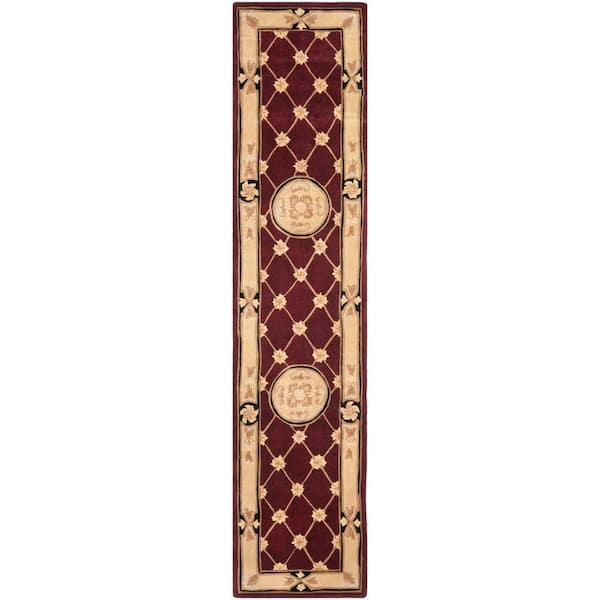 SAFAVIEH Naples Burgundy/Ivory 2 ft. x 10 ft. Border Runner Rug