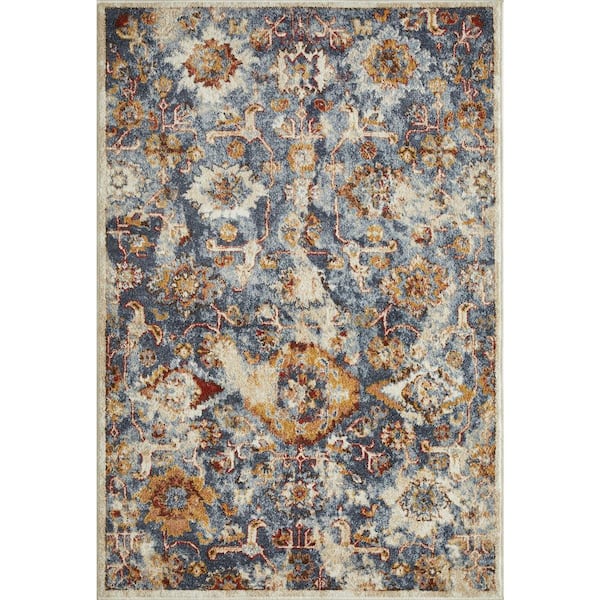 Alsbrooke Amibell Blue 4 ft. x 6 ft. Tribal Polypropylene Area Rug