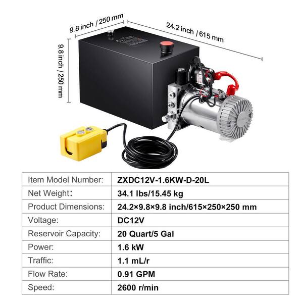 SKYSHALO Hydraulic Pump, 20 Qt. Hydraulic Power Unit, Single SKYSHALO Hydraulic Pump, 20 Qt. Hydraulic Power Unit, Single