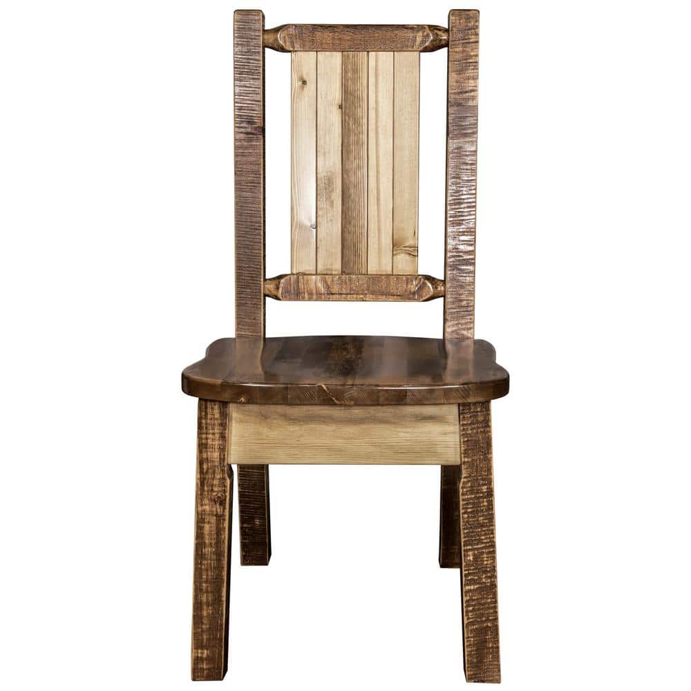 Early American High Back Wood Side Chair with Moose Motif