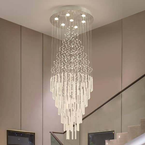 Albany 7-Light 23.6 in. Clear Crystal Modern Tiered Dimmable Chandeliers Living Ceiling Lights Foyer Lighting