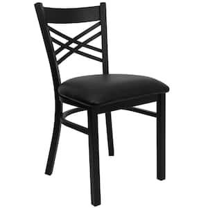 Hercules Series Black X Back Metal Restaurant Chair with Black Vinyl Seat