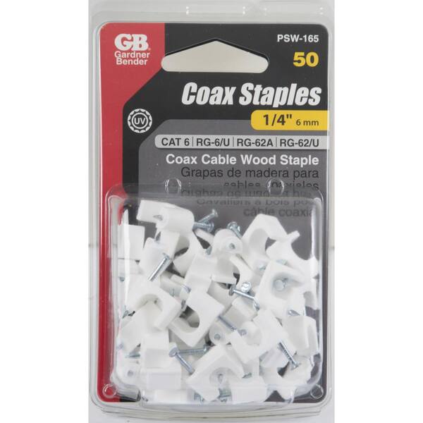 Gardner Bender PSW-100 1/4-Inch White Plastic Coaxial Staple 100-Pack Gardner Bender PSW-100 1/4-Inch White Plastic Coaxial Staple 100-Pack
