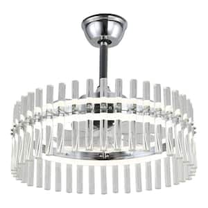 Ojeda 21in.Indoor Modern Chrome Crystal Dimmable Smart Ceiling Fan with Lights, 6-Speed Reverisble Ceiling Fan w/Remote