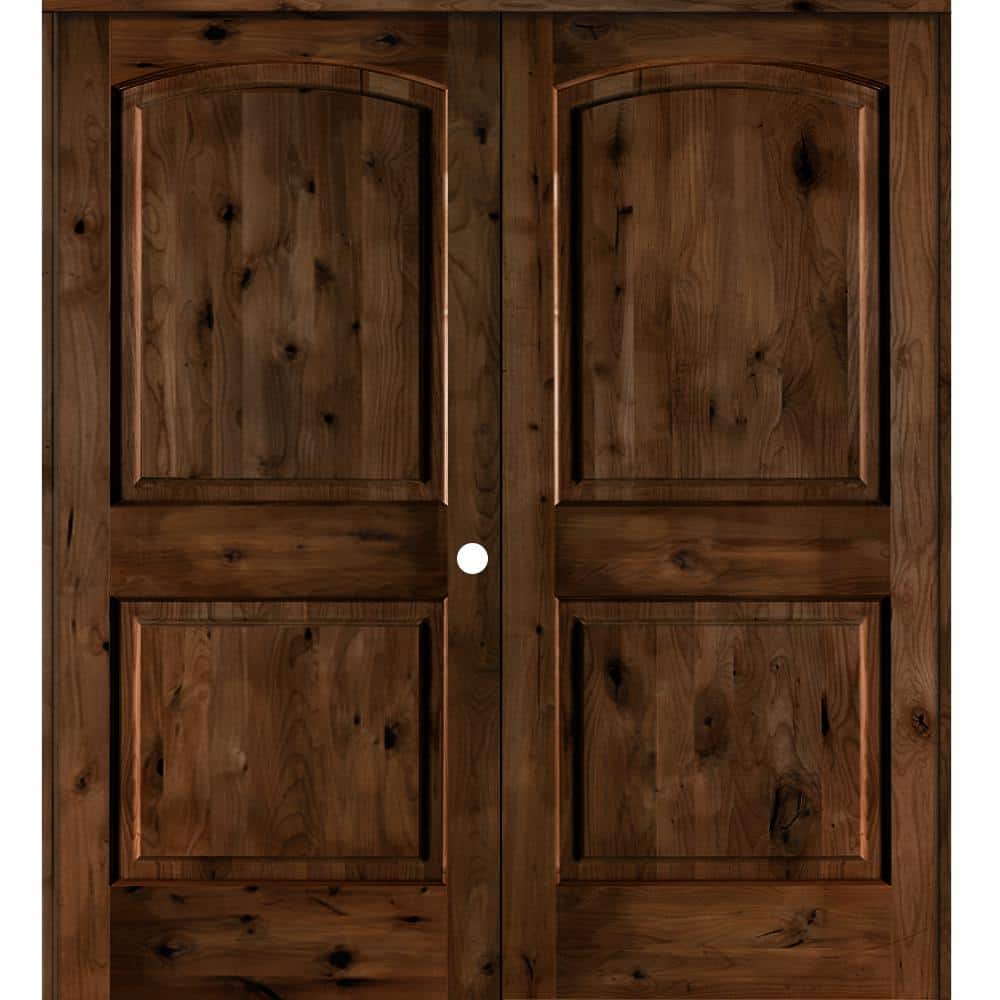 48 in. x 80 in. Knotty Alder 2 Panel Left-Handed Provincial Stain Wood Double Prehung Interior Door price history on PriceWatchPro