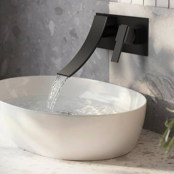 5.5 in. Spout Reach 1-Handle 1.2 GPM Wall Mounted Bathroom Faucet Vanity Faucet with Pop-Up Drain in Matte Black