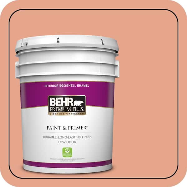 BEHR PREMIUM PLUS 5 gal. #M180-4 Priceless Coral Eggshell Enamel Low Odor Interior Paint & Primer
