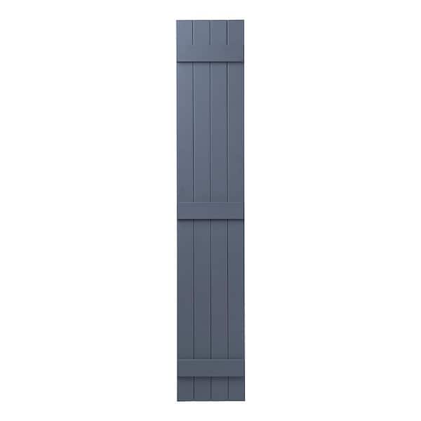 Ply Gem 15 in. x 81 in. Polypropylene 4 Board Closed Board and Batten Shutter Pair in Blue