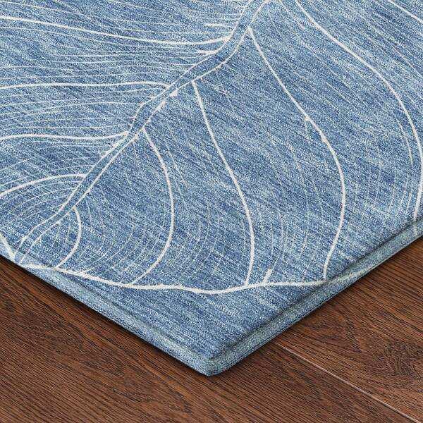 Mayfield Premium Machine Washable Abstract AMF2506 Denim 5 ft. x 7 ft. 6 in. Area Rug