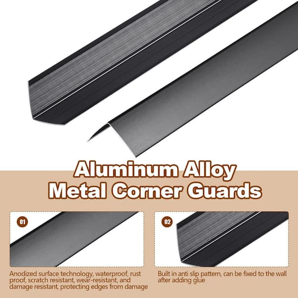 1.2 in. x 4 ft. Aluminum Wall Corner Guard Protectors with 90° for Edge Drywall Decoration, Black (30-Pack)