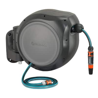 100 ft. Wall Mounted Retractable Hose Reel for Storage with Automatic Lock and Spring Loaded Hose Retraction