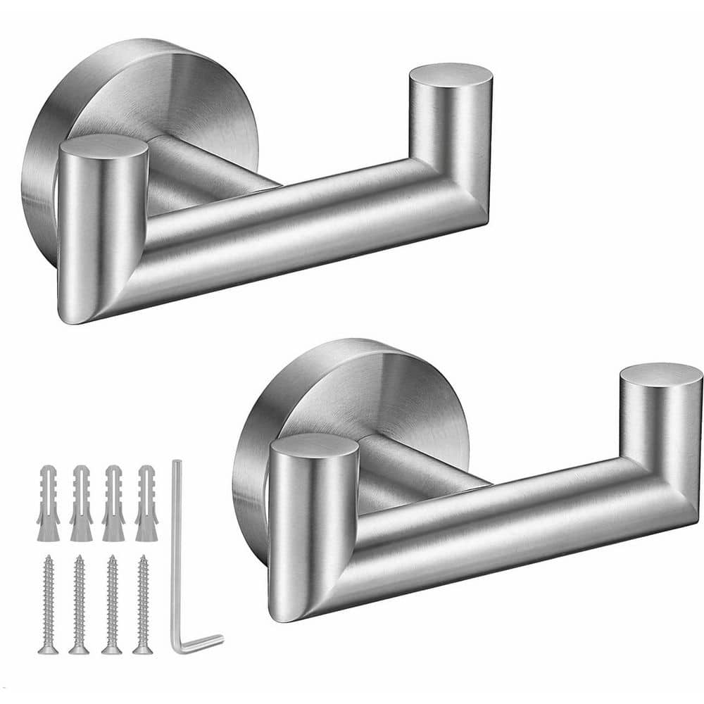 Double Hook Bath Accessory in Brushed Nickel Heavy Duty SUS304 Stainless Steel Wall Mount Towel Hook 2 Pack price history on PriceWatchPro