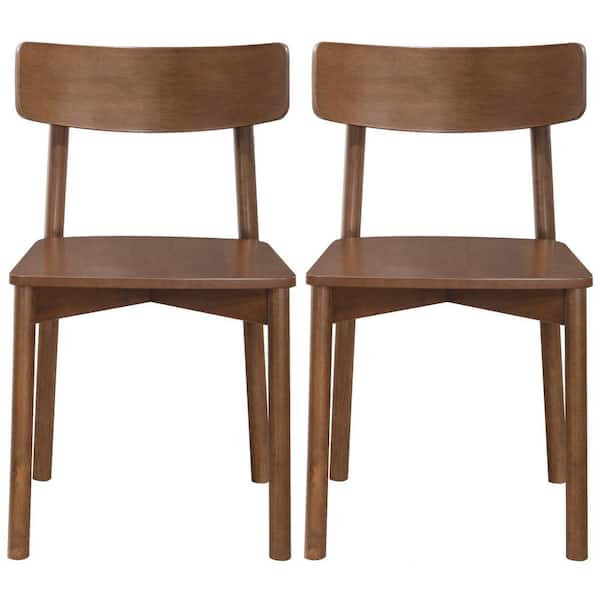 Ashcroft Furniture Co Gilbert Walnut Brown Mid Century Modern Side Chair Set of 2