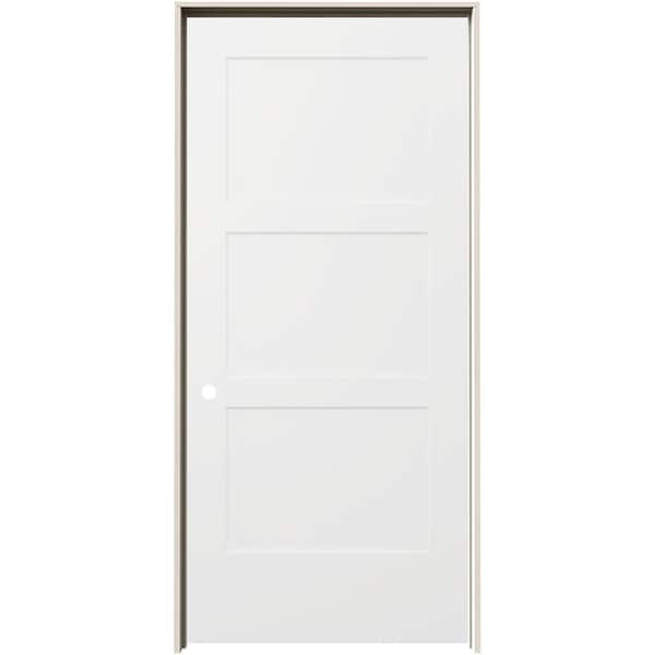 JELD-WEN 36 in. x 80 in. Birkdale White Paint Right-Hand Smooth Hollow Core Molded Composite Single Prehung Interior Door
