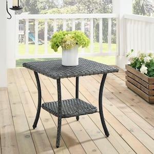 Brentwood Gray Wicker Square Outdoor Side Table