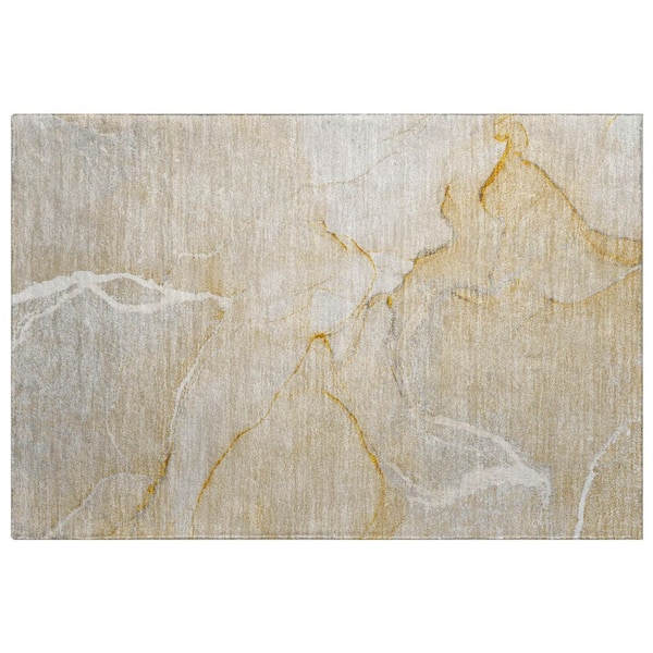 Dream Shag Premium Machine Washable Abstract ADS510 Beige 2 ft. x 3 ft. Accent Rug