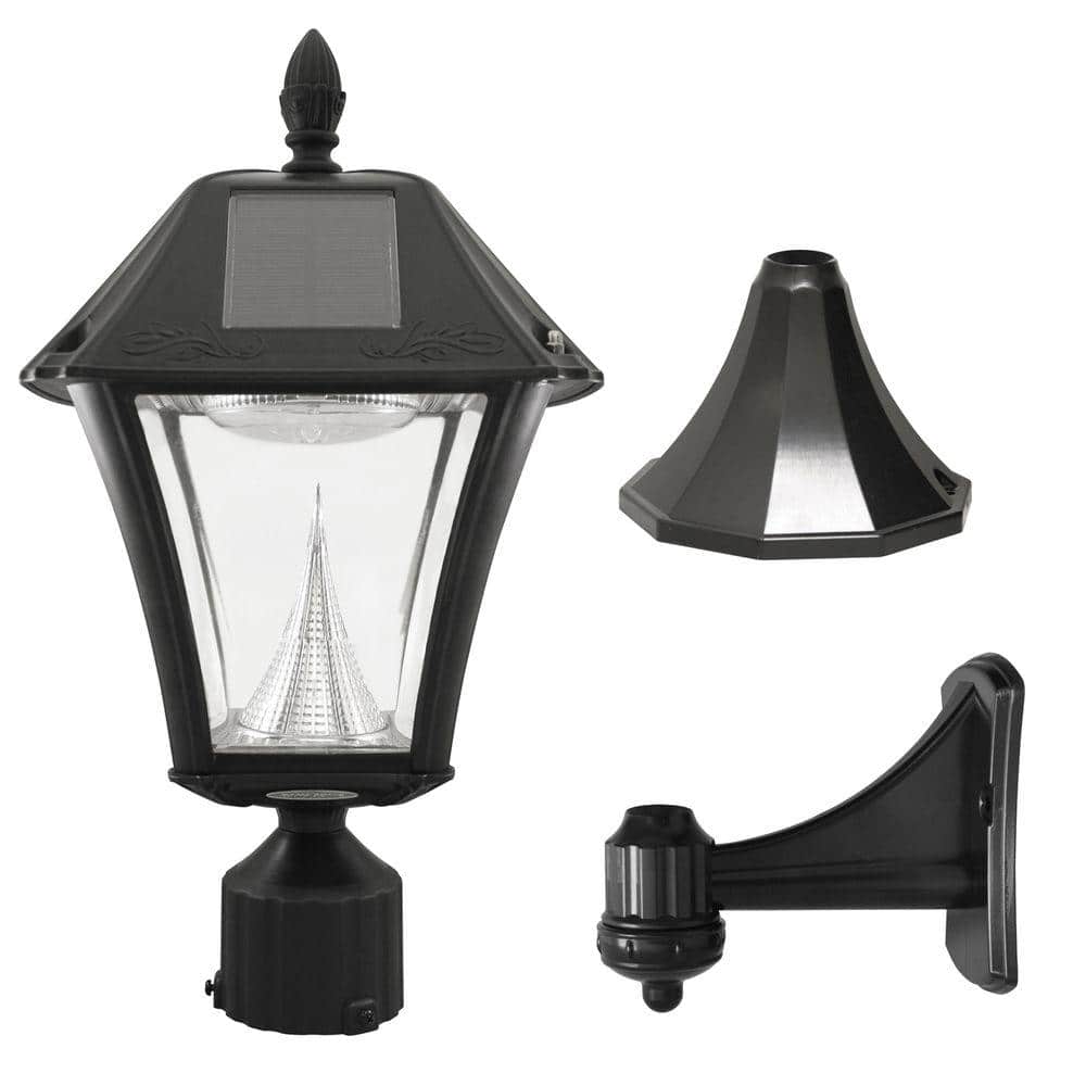 Gama Sonic Baytown Ii Black Resin, Outdoor Lamp Post Lights With Photocell
