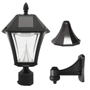 Baytown II Black Resin Outdoor Integrated LED Solar Post Light/Wall Sconce with Bright-White LEDs