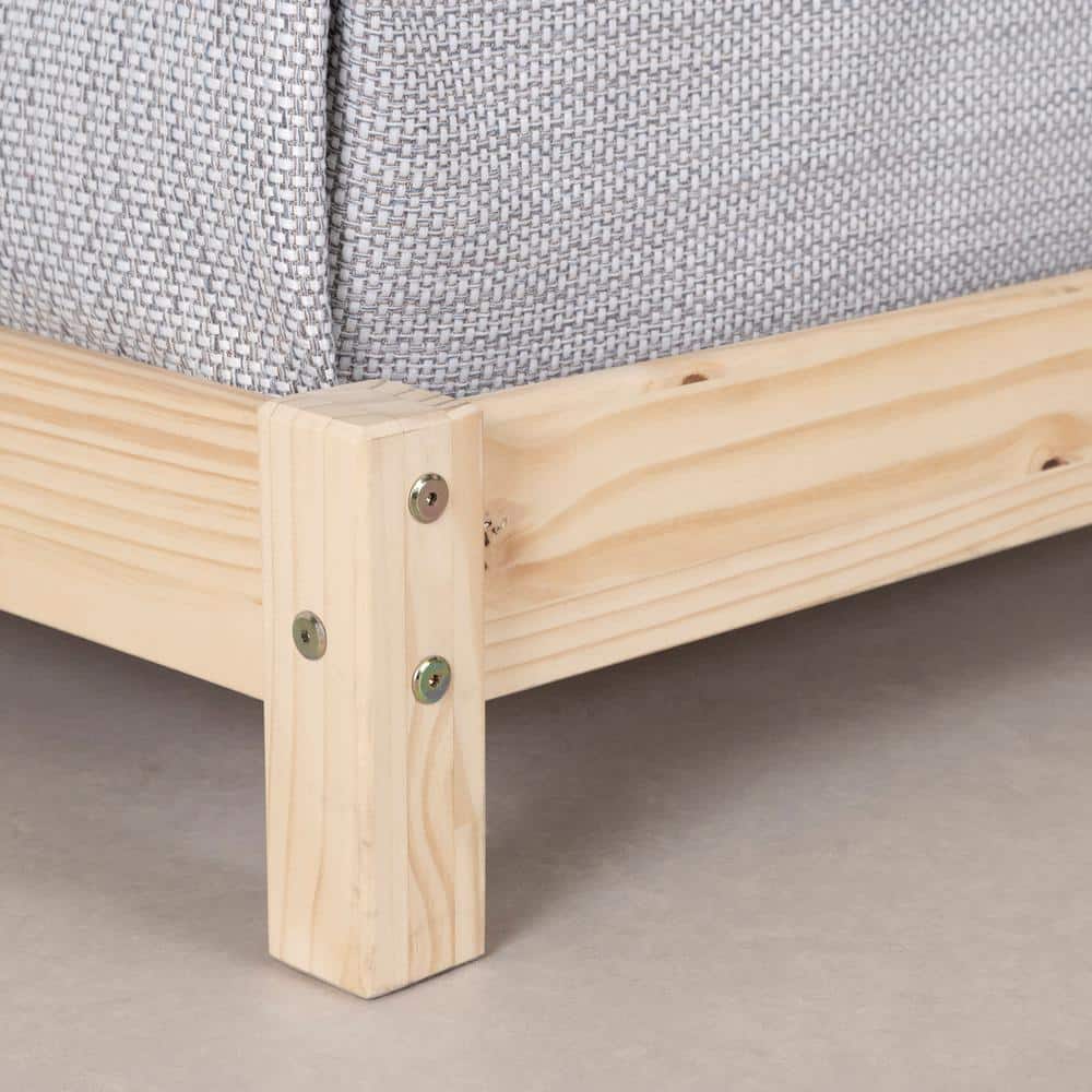 Natural Pine Twin Platform Bed with House Frame Headboard