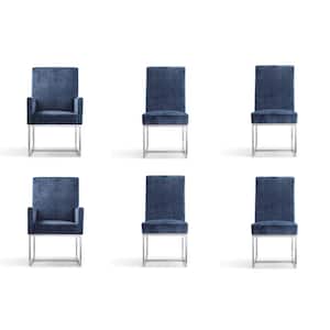Element Blue Velvet Dining Chairs (Set of 6)