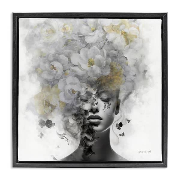 Stupell Industries Hidden Spring Visage by Danhui Nai Black Floater Frame People Graphic Art Print 18 in. x 18 in.