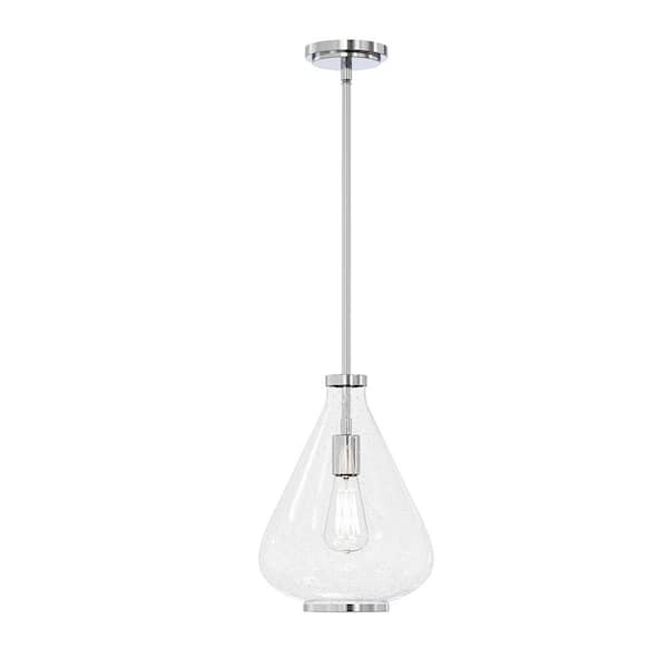 LumLight Kostner 9.75 in. Plug and Play 1-Light Brushed Nickel Pendant Light with SkyPlug