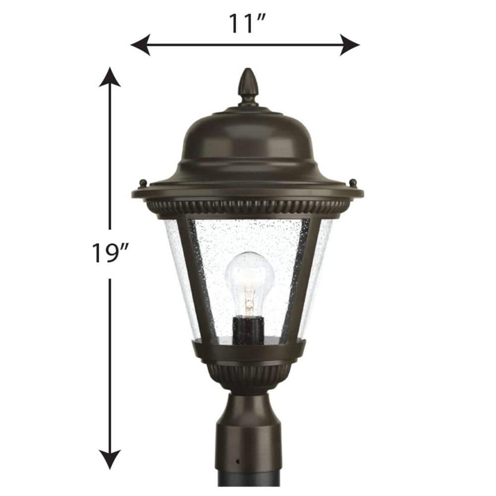 Westport Antique Bronze 19" Outdoor Post Lantern with Clear Seeded Glass