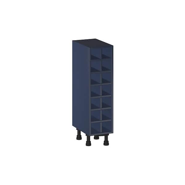 J COLLECTION Devon Painted Blue Assembled Base Kitchen Cabinet Wine Rack 9 in. W x 34.5 in. H x 14 in. D