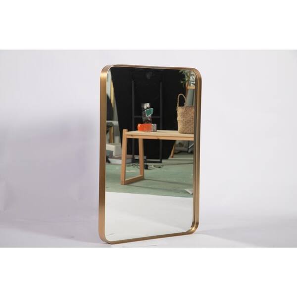 NEUTYPE 31 in. W x 71 in. H Alloy Aluminum Framed Gold Floor Mirror HD