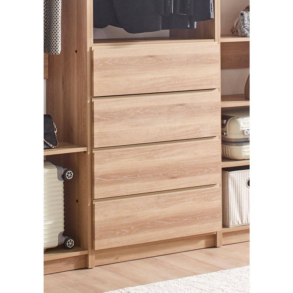 Prosper Oak Freestanding Modular Walk-In Closet System with Drawers