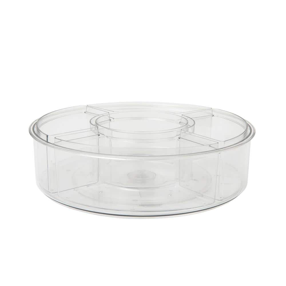 Clear Plastic 12-Inch Lazy Susan Organizer with Removable Bins