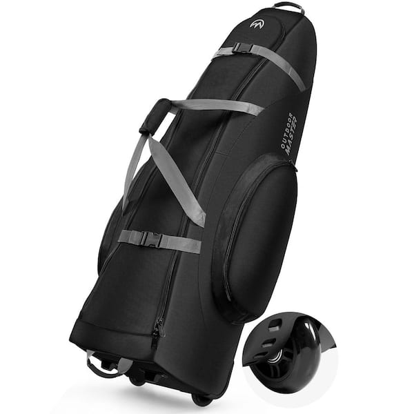 Wildaven Black Foldable Padded Golf Club Travel Bag with Wheels