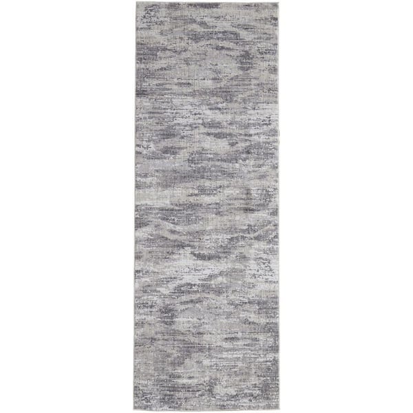 HomeRoots 2 ft. x 8 ft. Tan, Gray Abstract Runner Rug