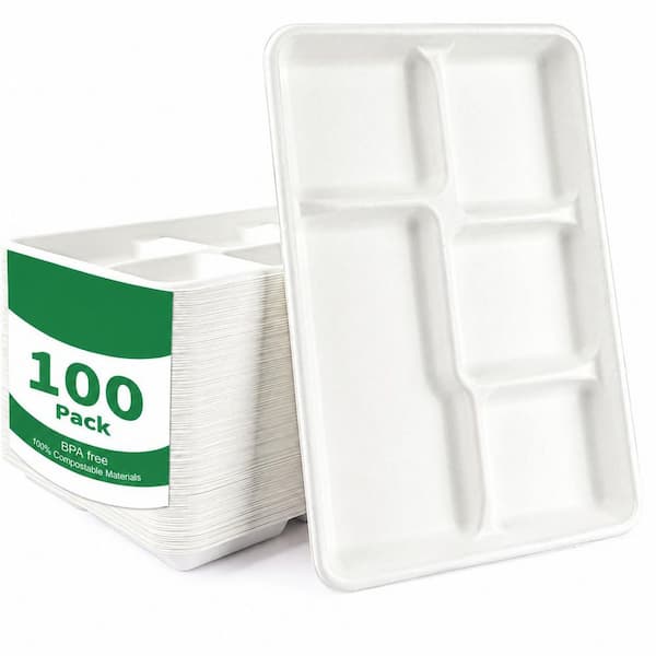 12.5 in. Natural Beige Brown Family Disposable Bagasse Plate Disposable Tableware 100 Per Case