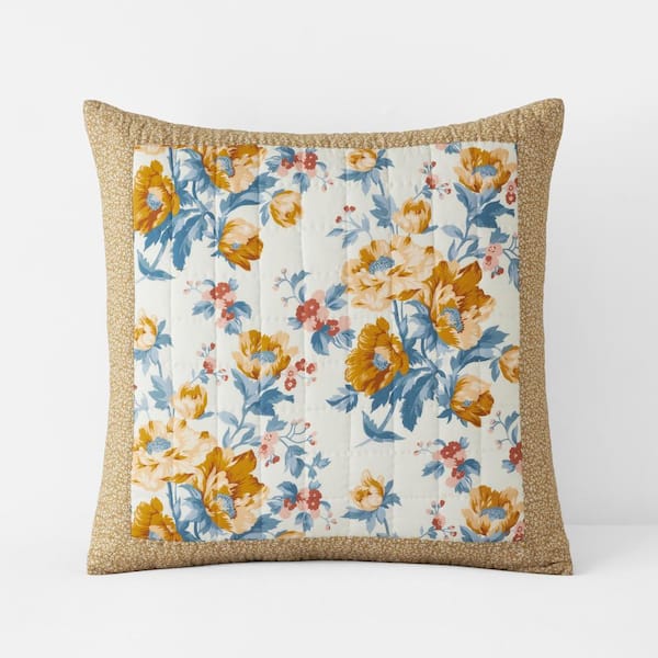 Company Cotton Shoshanna Green Multi Reversible Patchwork Euro Cotton Sham