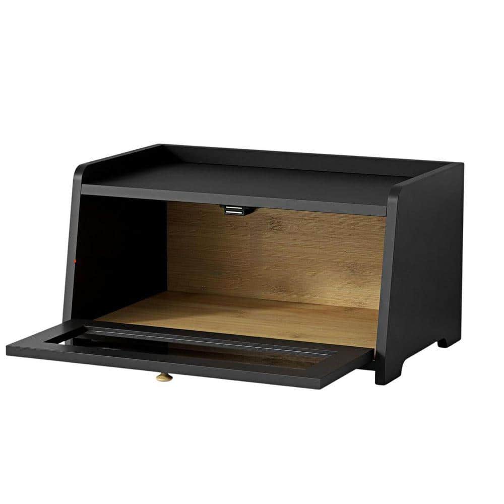 Lynzavix 1 Piece Vintage Wooden Bread Box with Ventilation Gap