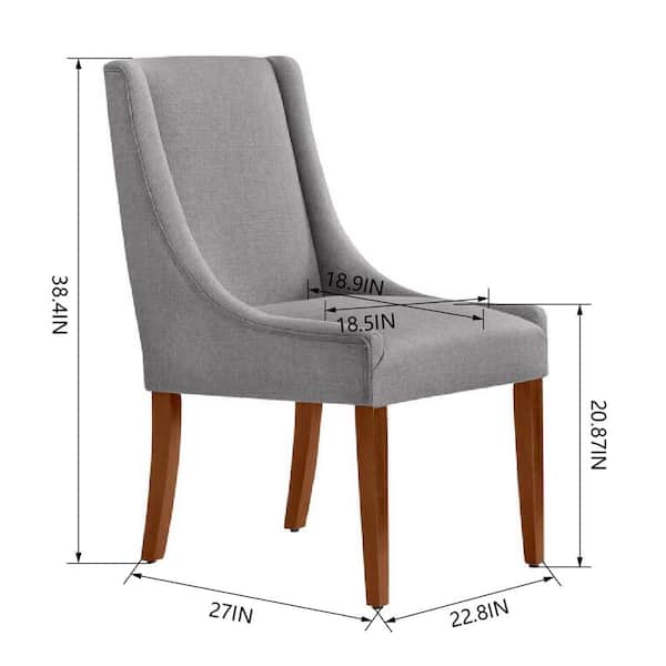 Leaham Charcoal Gray Upholstered Dining Chairs with Walnut Accents (Set of 2)