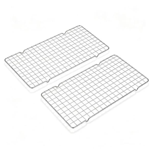 Heavy Duty Stainless Steel Silver Oven, Dishwasher Safe Wire Cooling Rack for Baking, Grilling, Roasting 2-Pack