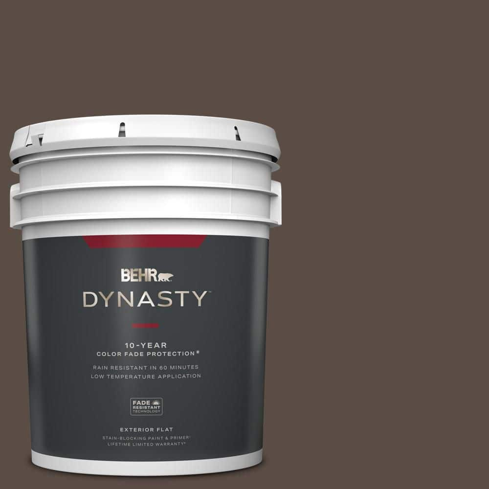 BEHR DYNASTY 5 gal. #PPU5-19 Dark Truffle Flat Exterior Stain-Blocking  Paint & Primer 465305 - The Home Depot