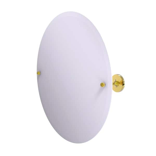 Allied Brass Shadwell Collection Frameless Round Tilt Mirror with Beveled Edge in Polished Brass