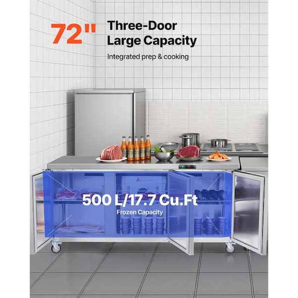 Commercial Refrigerator 72 in. Sandwich and Salad Prep Table 17.7 cu. ft. Stainless Steel Food Prep Station Silver