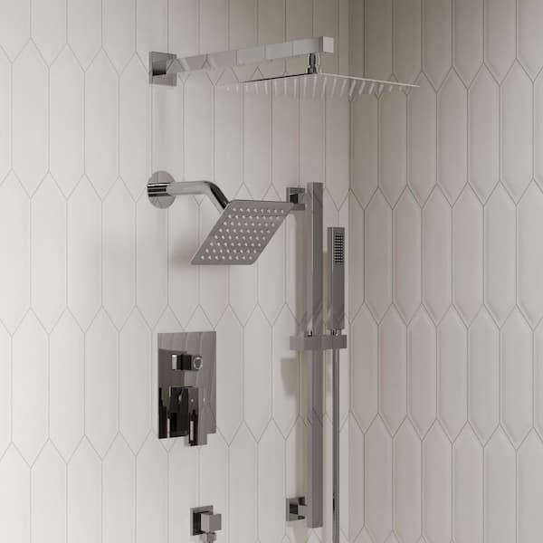 3-Spray 10 and 6 in. Wall Mount Dual Shower Heads and Handheld Shower Head in Chrome (Valve Included)
