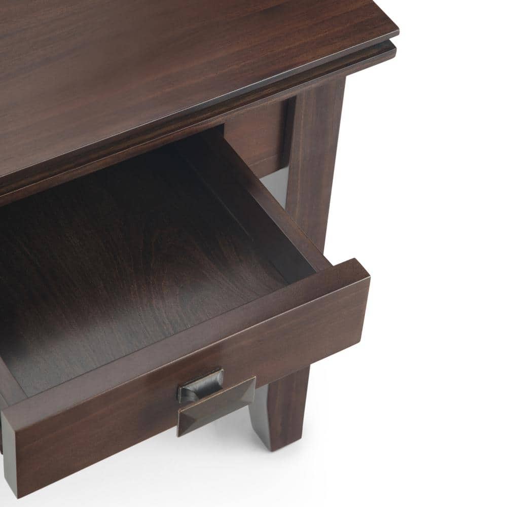 Artisan Tobacco Brown Solid Wood Square End Table with Storage