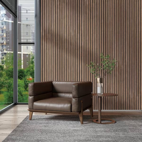 0.83 in. x 7.87 ft. x 1.05 ft. Natural Wood Veneer MDF Panel Acoustic 3D Wall Panels, Walnut (2-Piece)