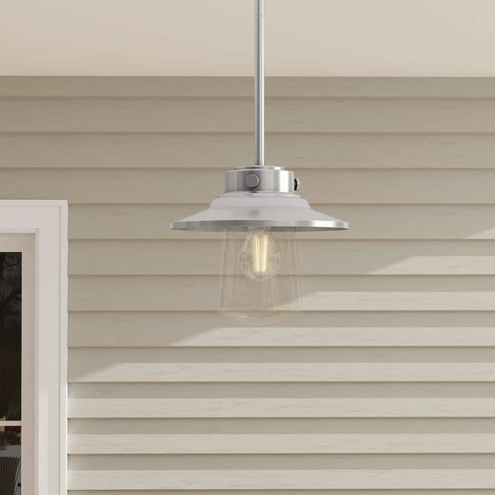 Tremont 9" Stainless Steel Seeded Glass Farmhouse Mini-Pendant