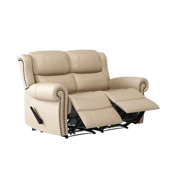 Prolounger 60 5 In Distressed Latte, Tan Leather Loveseat Recliner