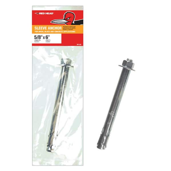 Red Head 5/8 in. x 6 in. Zinc-Plated Steel Hex Head Sleeve Anchor